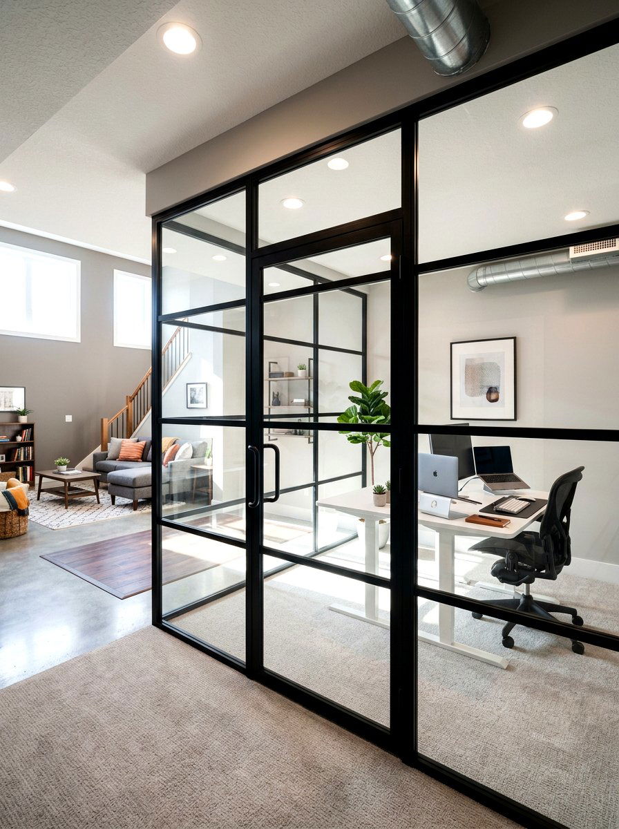 Basement Office With Glass Walls - 30 basement office ideas
