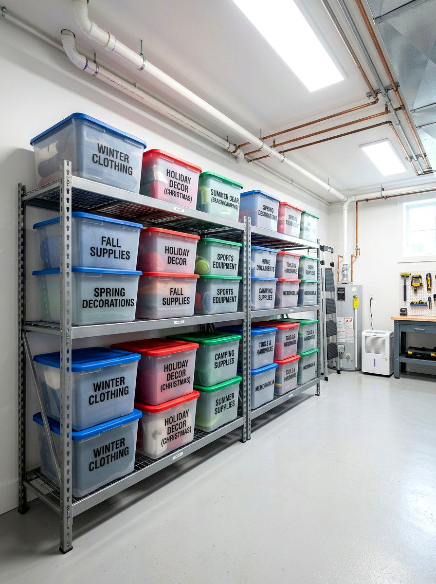 Basement Shelving Systems - 30 seasonal decor storage ideas