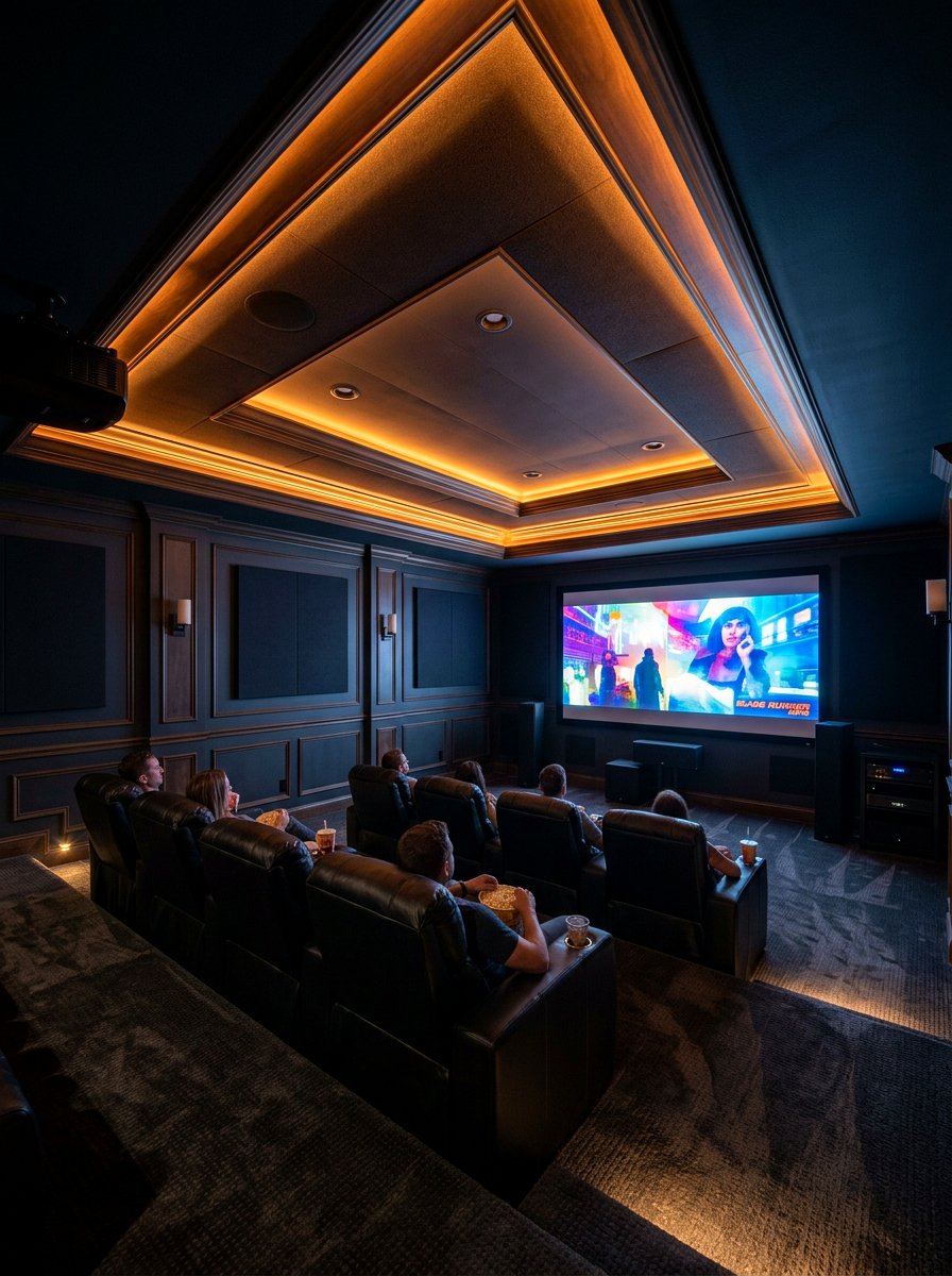 Basement Theater Tray Ceiling - 30 basement theater ideas