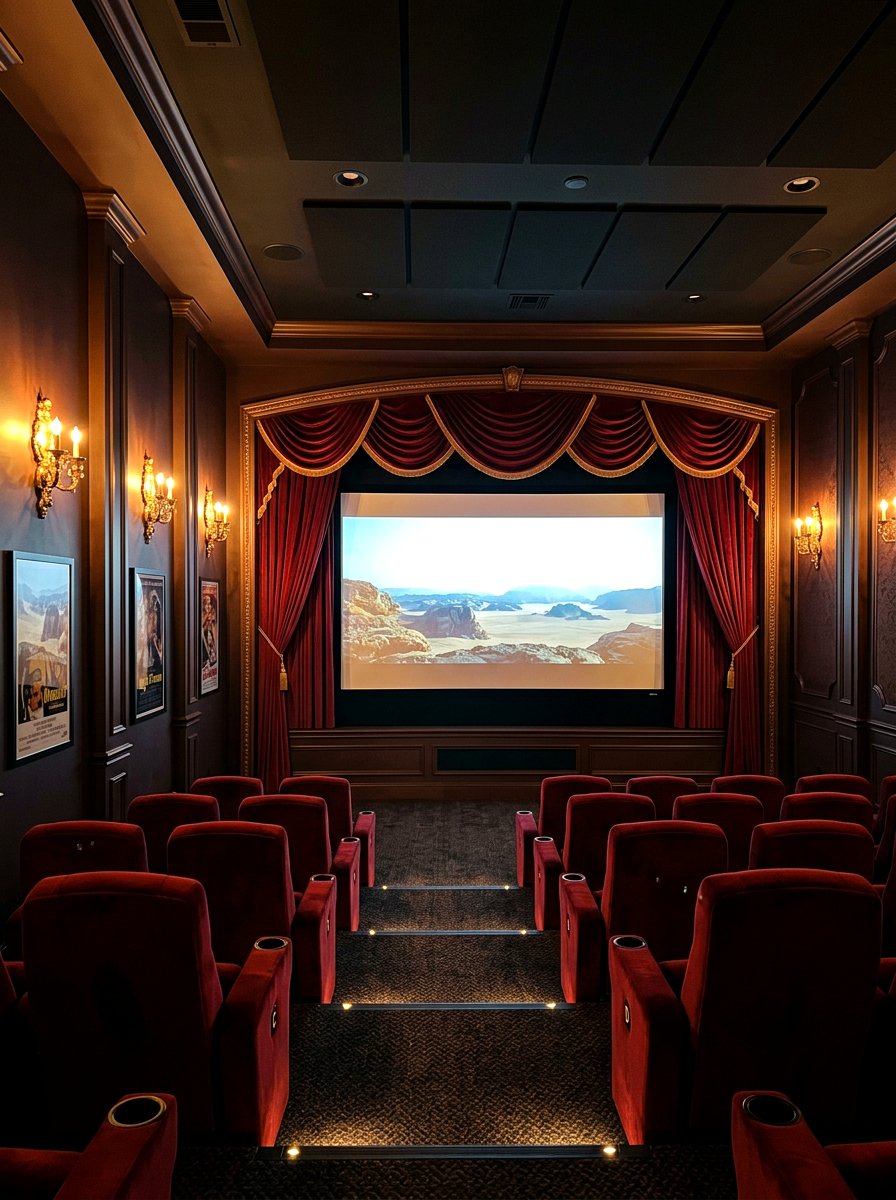 Basement Theater Velvet Curtains - 30 basement theater ideas