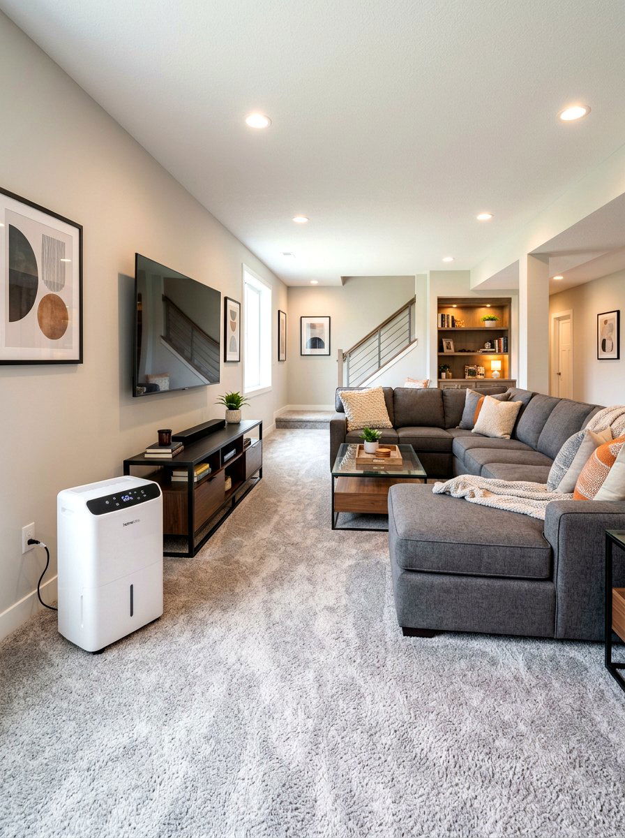 Basement With Portable Dehumidifier - 30 clean air room ideas