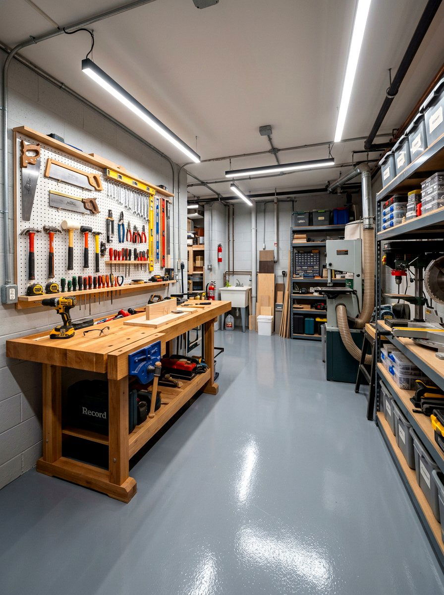 Basement Workshop - 30 finished basement ideas