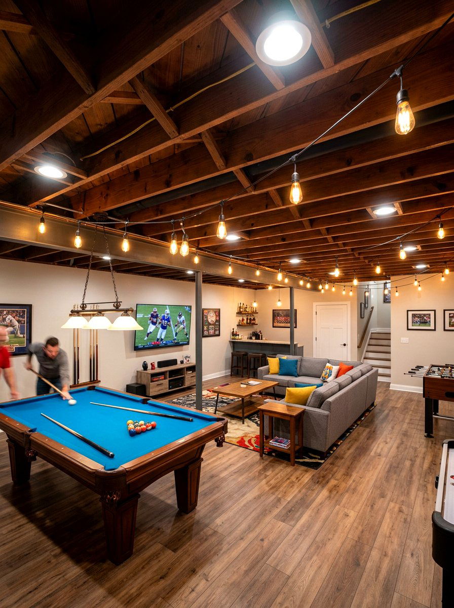 Basement ceiling lights - 30 string light ideas