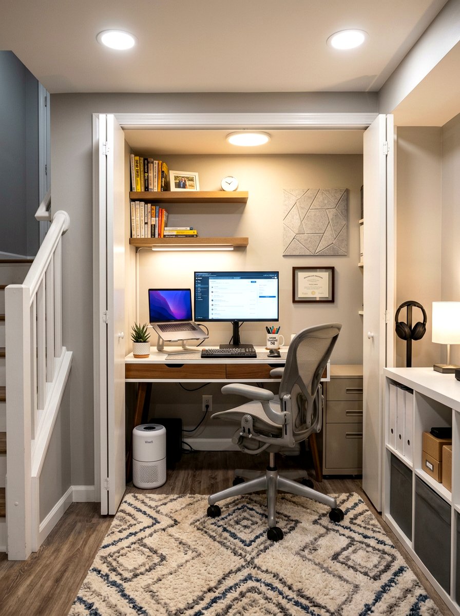 Basement closet office - 30 closet office ideas