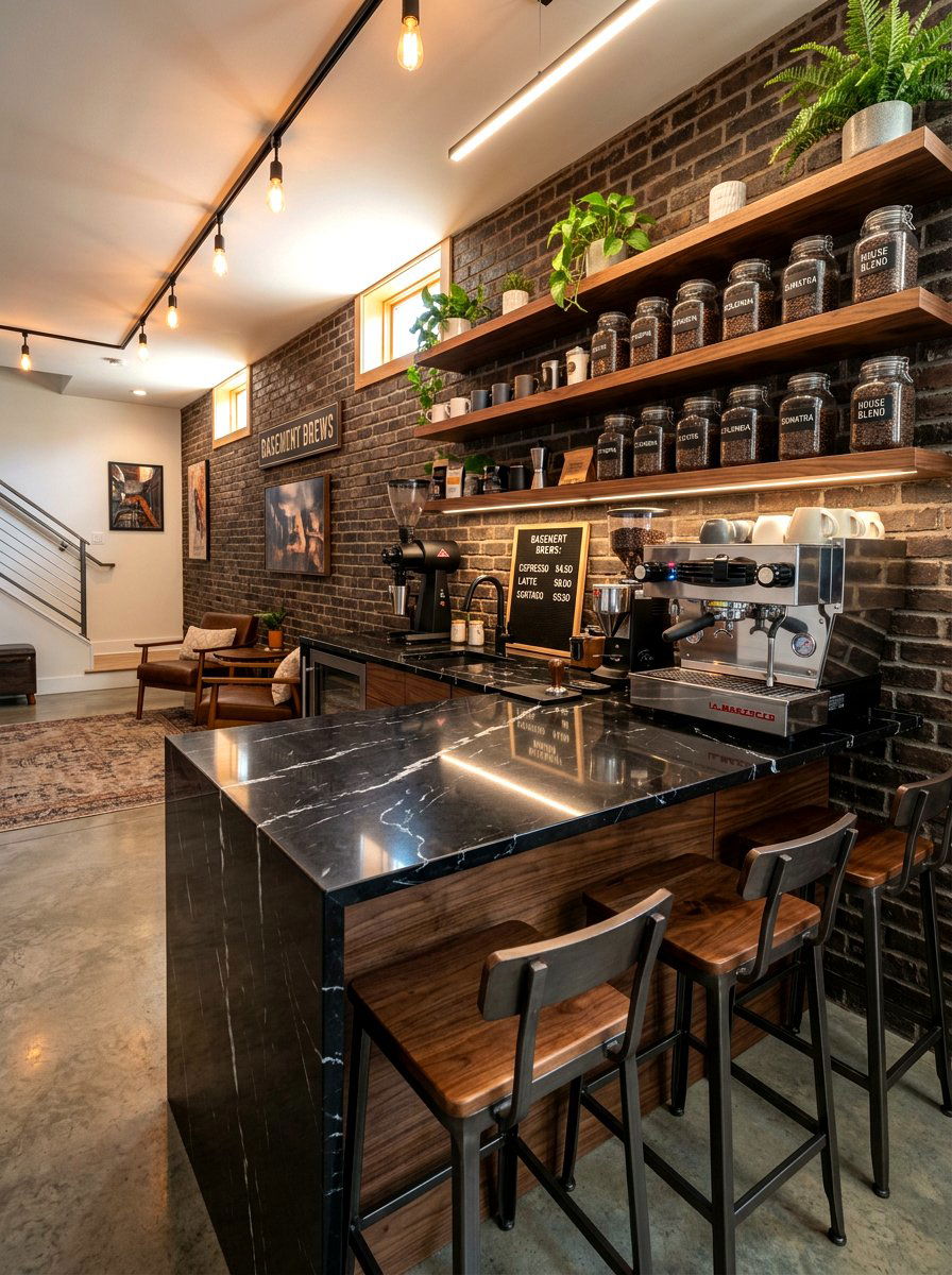 Basement coffee bar - 30 basement ideas