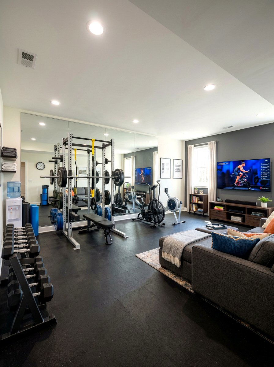 Basement exercise lounge - 30 basement family lounge ideas