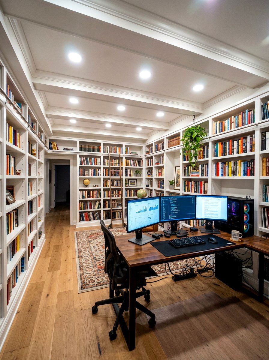Basement home library office - 30 book lover office ideas