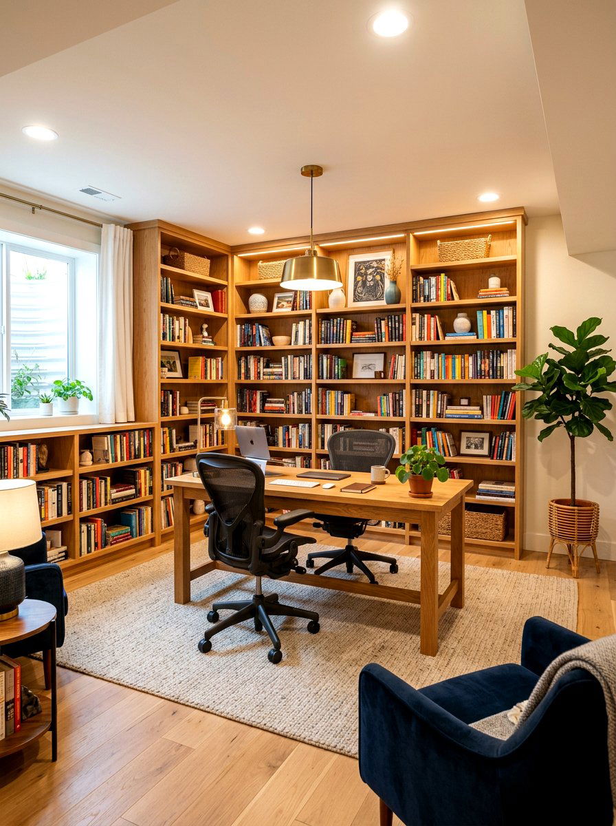 Basement home office - 30 basement ideas
