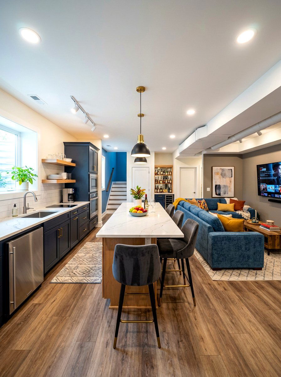 Basement kitchen lounge - 30 basement family lounge ideas
