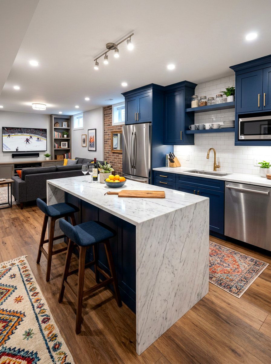 Basement kitchenette with island - 30 basement kitchenette ideas