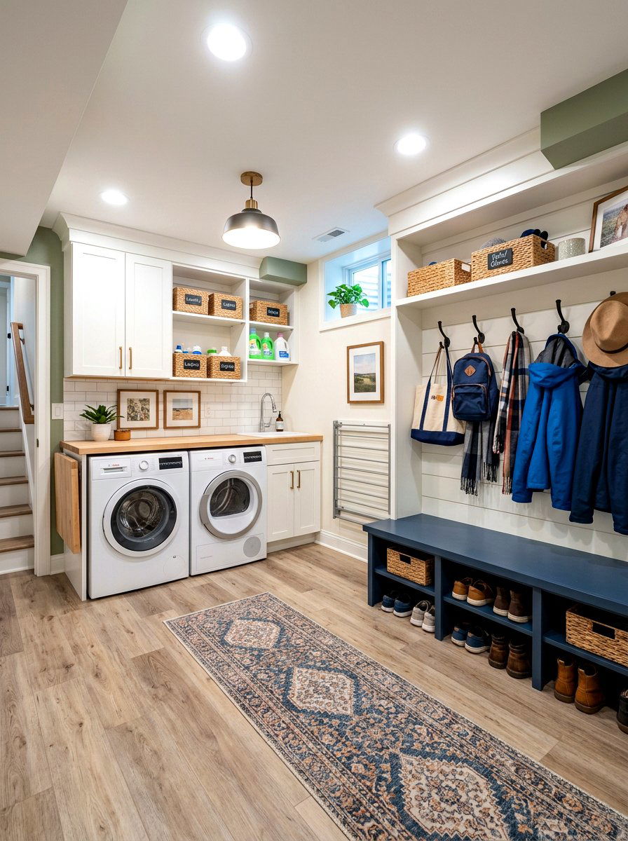 Basement laundry mudroom combo - 30 basement laundry area ideas