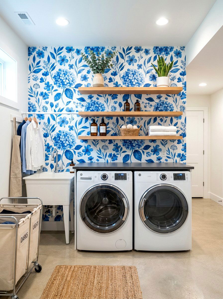 Basement laundry room wallpaper - 30 basement laundry area ideas