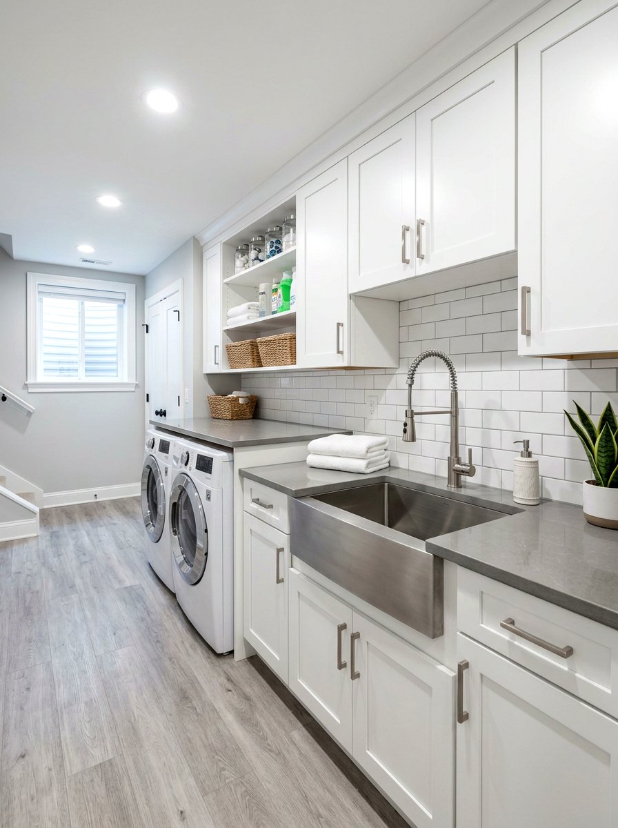 Basement laundry room with sink - 30 basement laundry area ideas