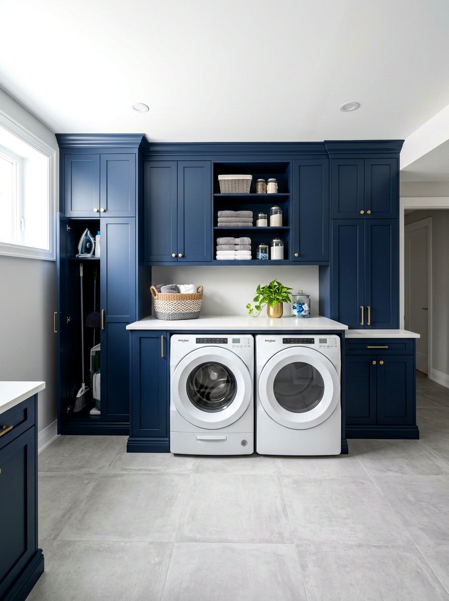 Basement laundry storage cabinets - 30 basement laundry area ideas