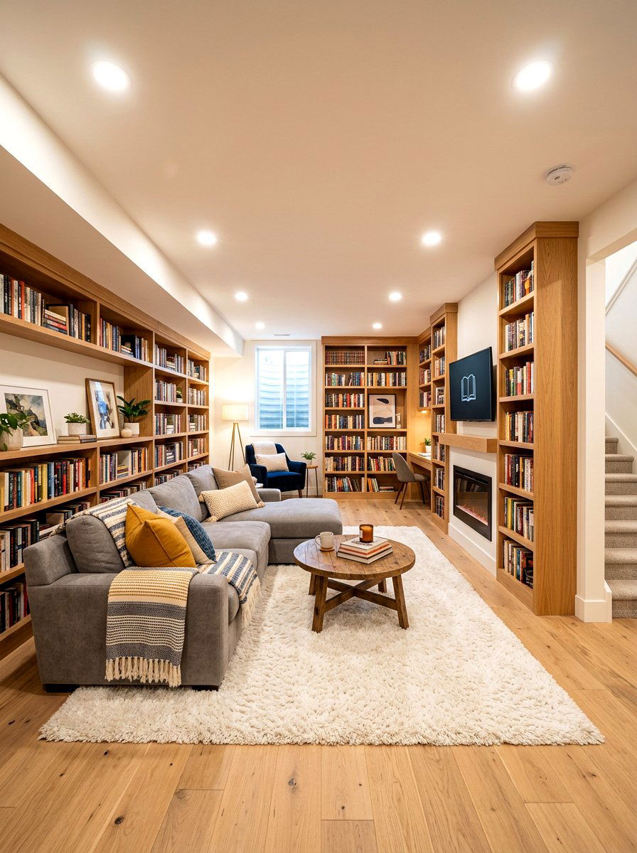 Basement library - 30 home library ideas