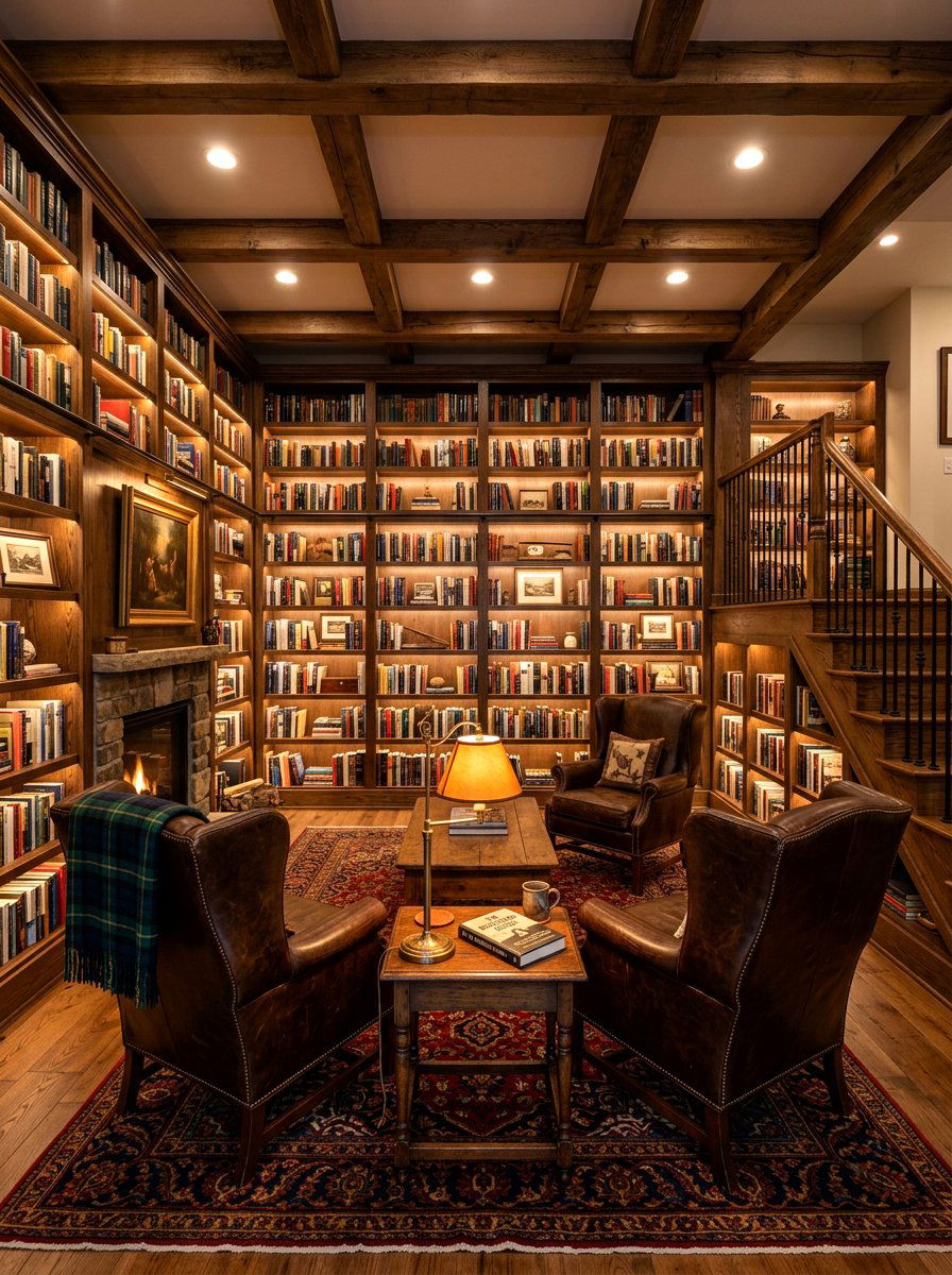 Basement library lounge - 30 basement family lounge ideas