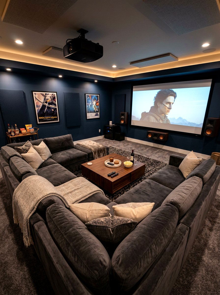 Basement media room seating - 30 furniture arrangement ideas