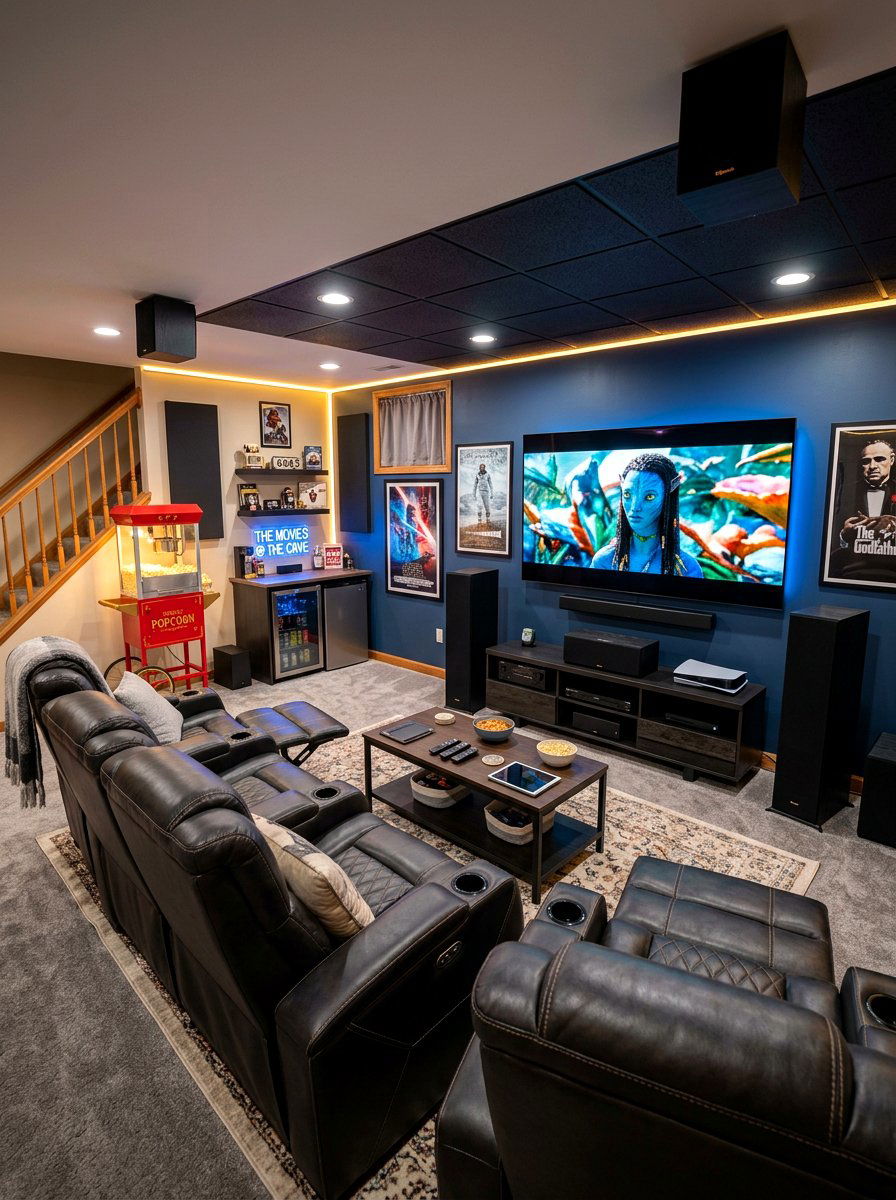 Basement media room - 30 basement ideas