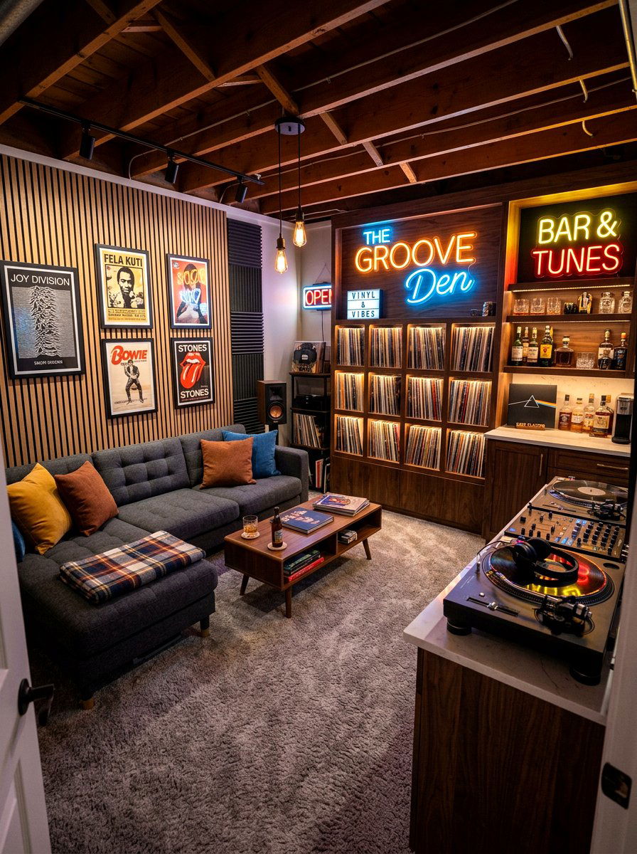 Basement record lounge - 30 record listening room ideas