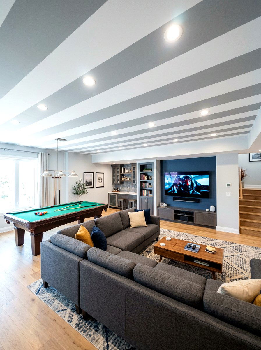 Basement striped ceiling - 30 striped ceiling ideas
