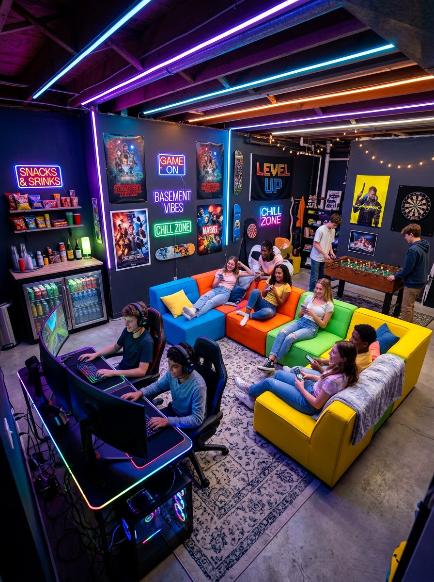 Basement teen hangouts - 30 basement family lounge ideas