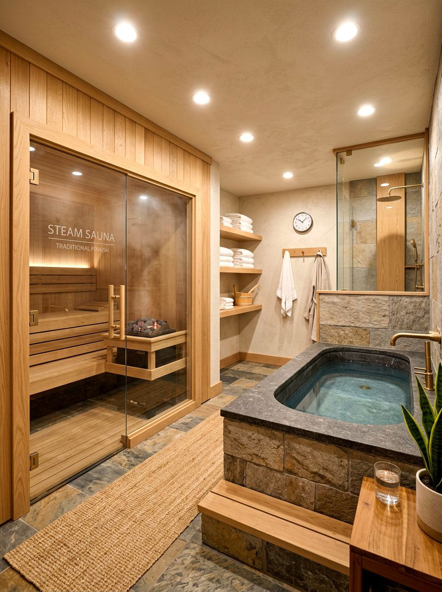 Basement wellness suite - 30 contrast therapy room ideas