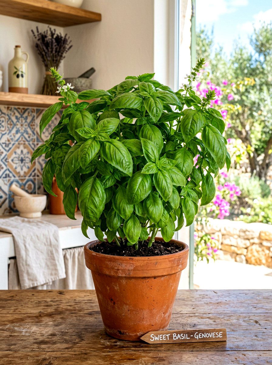 Basil Variety In Terracotta Pot - 30 windowsill vegetable garden ideas