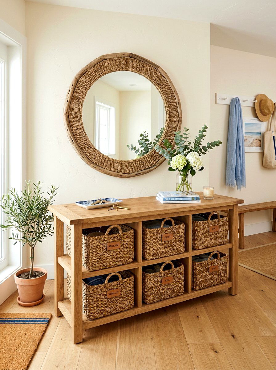 Basket Storage Entryway Unit - 30 family command center ideas
