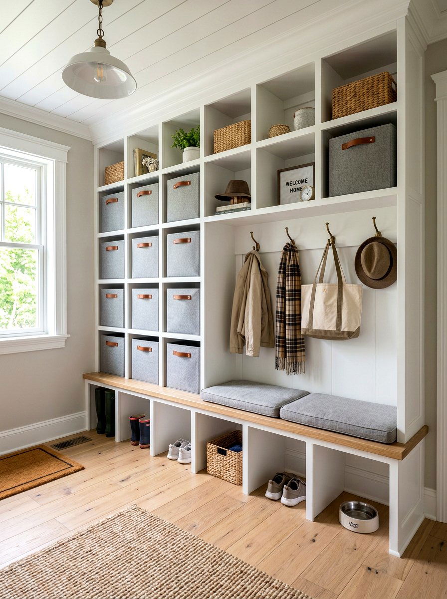 Basket Storage Mudroom Locker Wall - 30 mudroom locker wall ideas