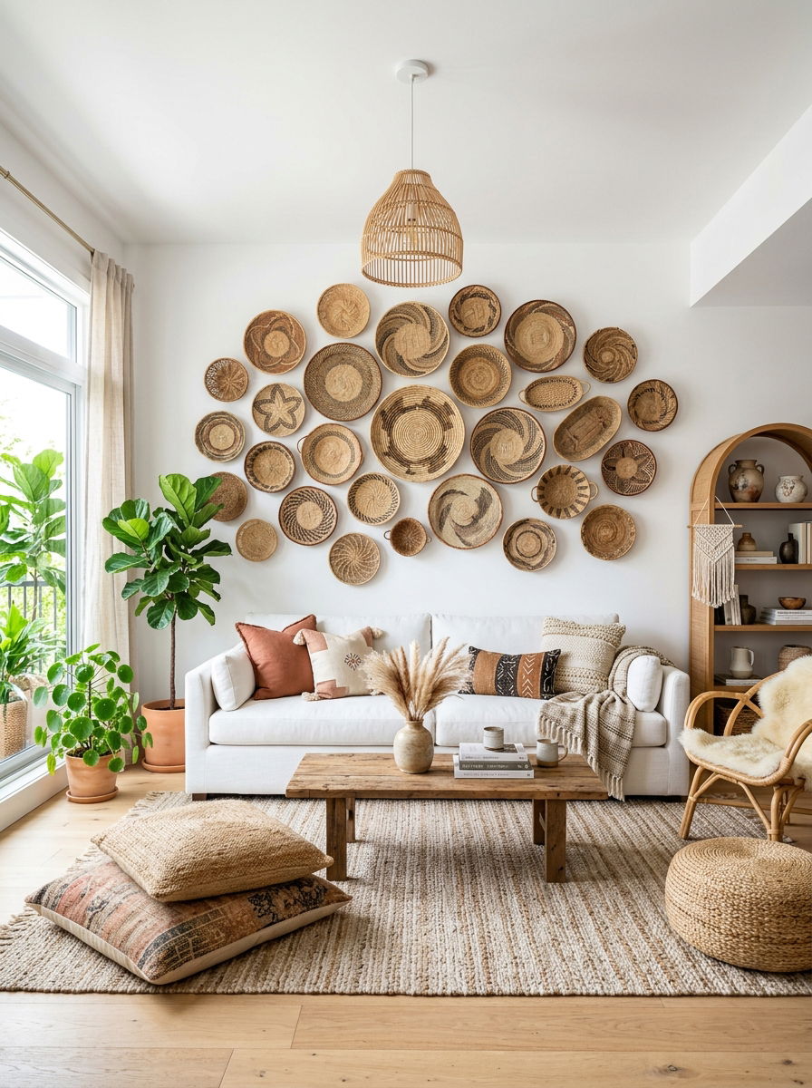 Basket Wall Gallery - 30 woven basket decor ideas