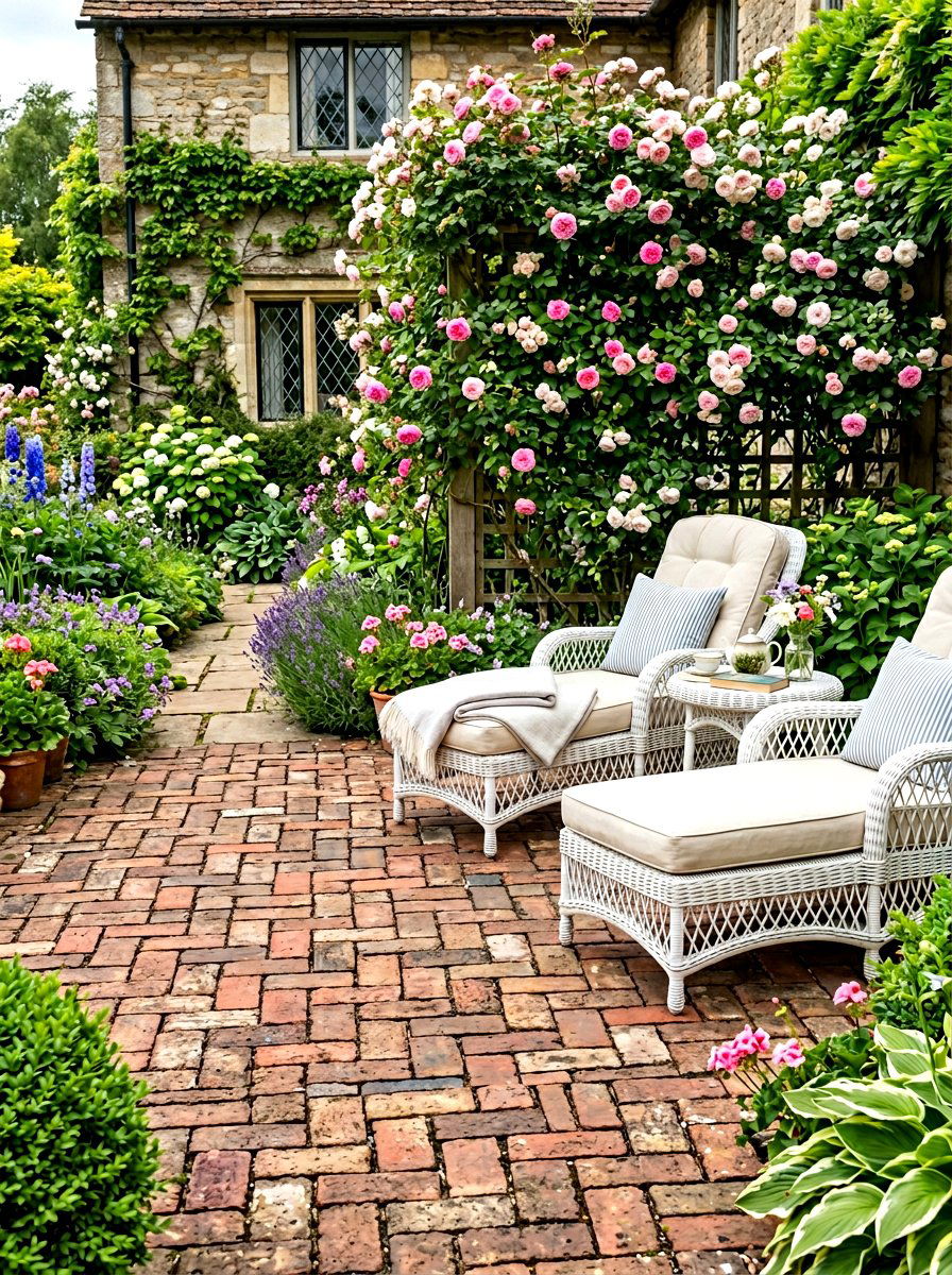 Basket Weave Brick Pattern - 30 brick courtyard patio ideas