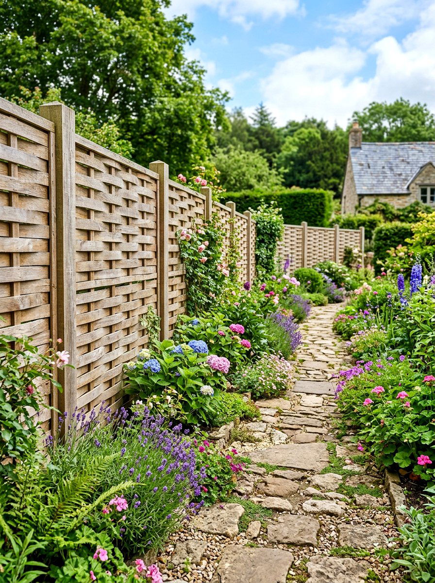 Basket Weave Fence - 30 horizontal fence ideas