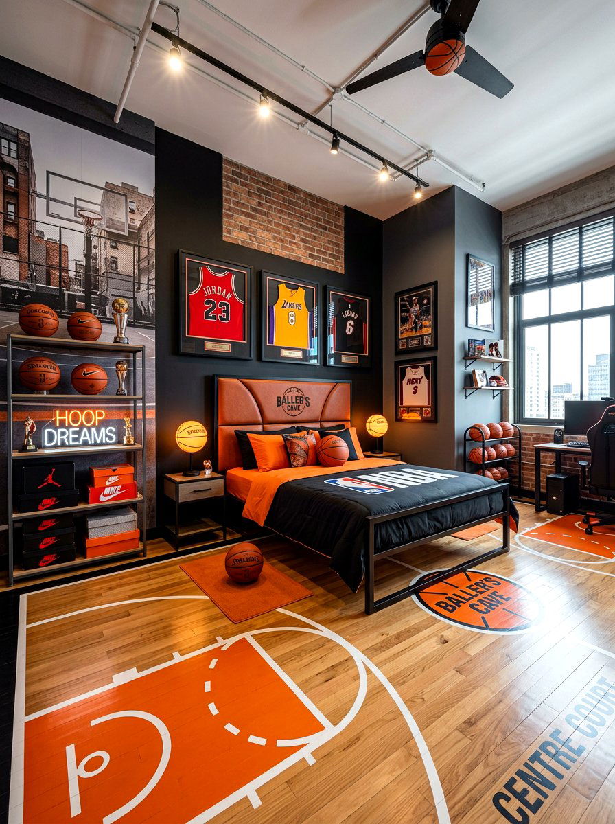Basketball Bedroom - 30 sports bedroom ideas