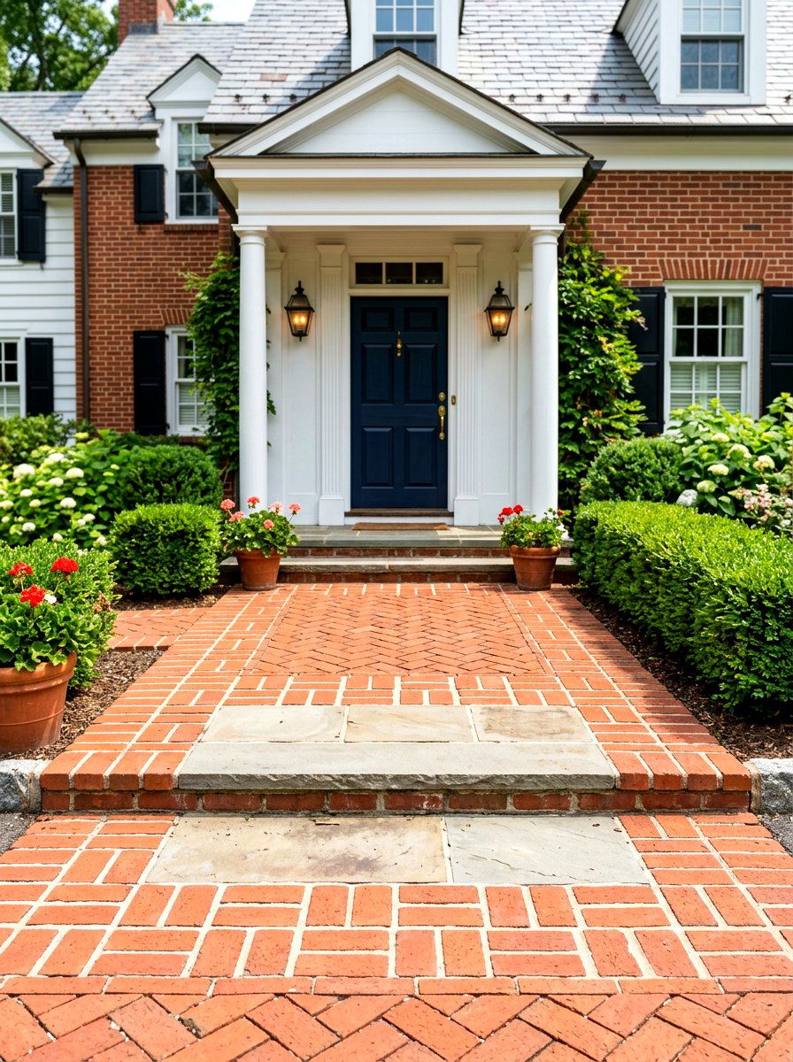 Basketweave Brick Border - 30 brick border front yard ideas