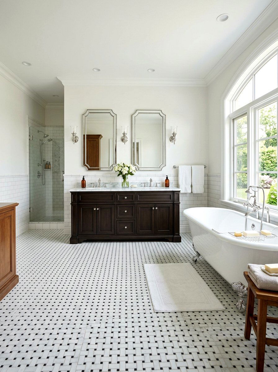 Basketweave Tile Floor - 30 traditional bathroom ideas