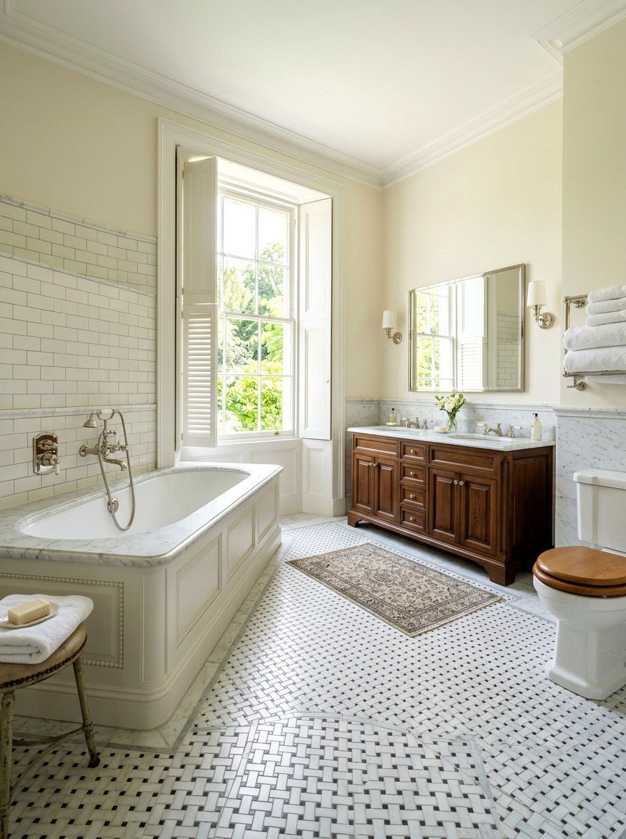 Basketweave Tile Light Grout - 30 light grout bathroom ideas