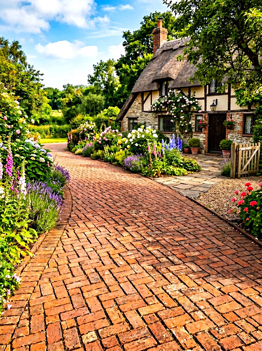 Basketweave brick driveway - 30 paver driveway ideas