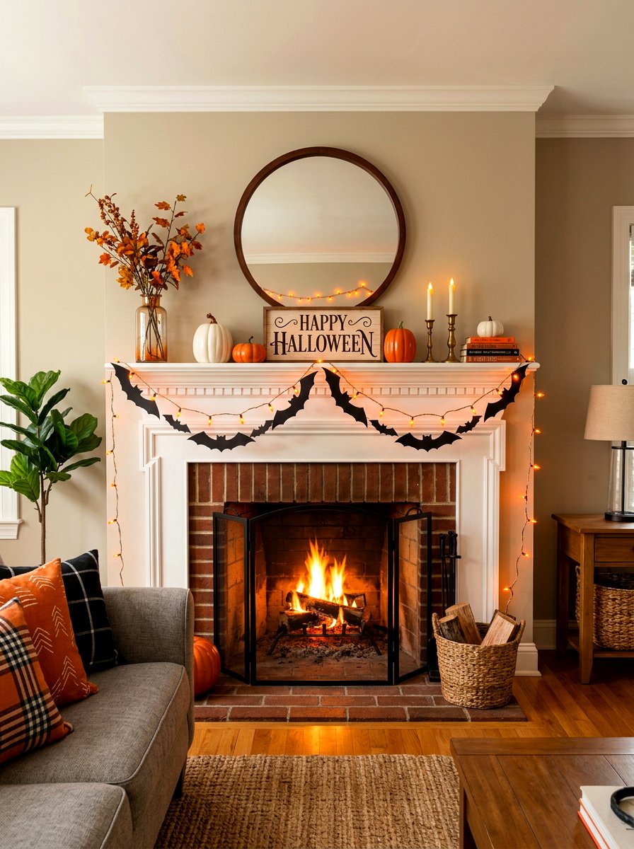 Bat Wing Garland - 30 Halloween mantel decor ideas