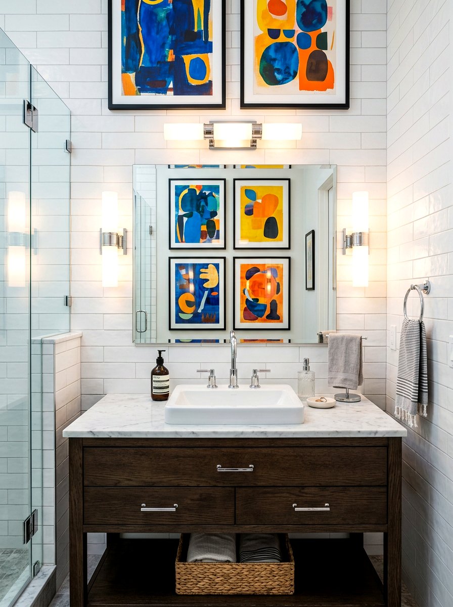 Bathroom Art Wall - 30 bold colorful gallery wall ideas