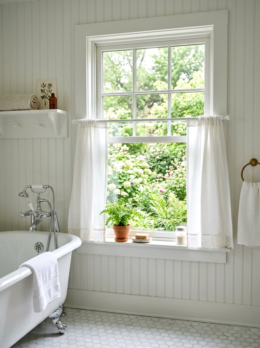 Bathroom Cafe Curtains - 30 small cottage bathroom ideas