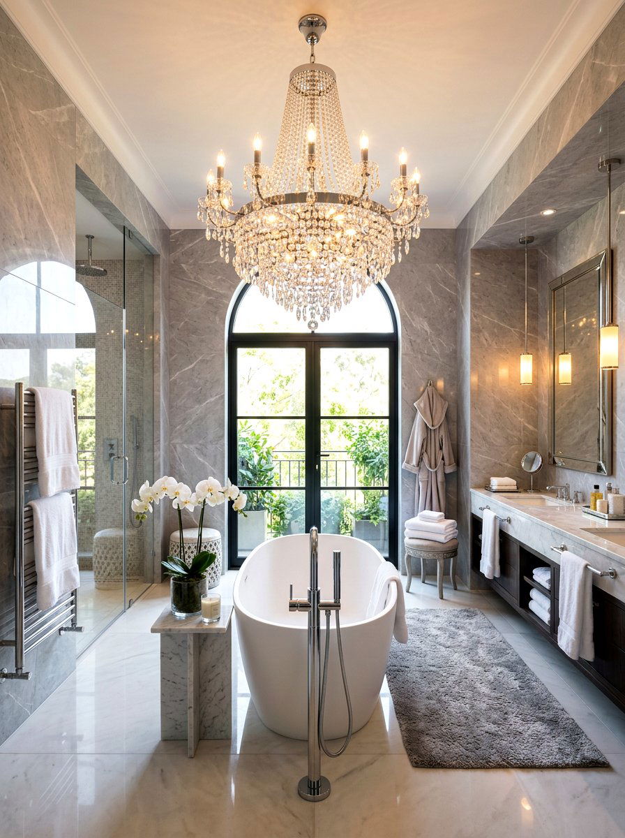 Bathroom Chandelier - 30 boutique hotel bathroom ideas