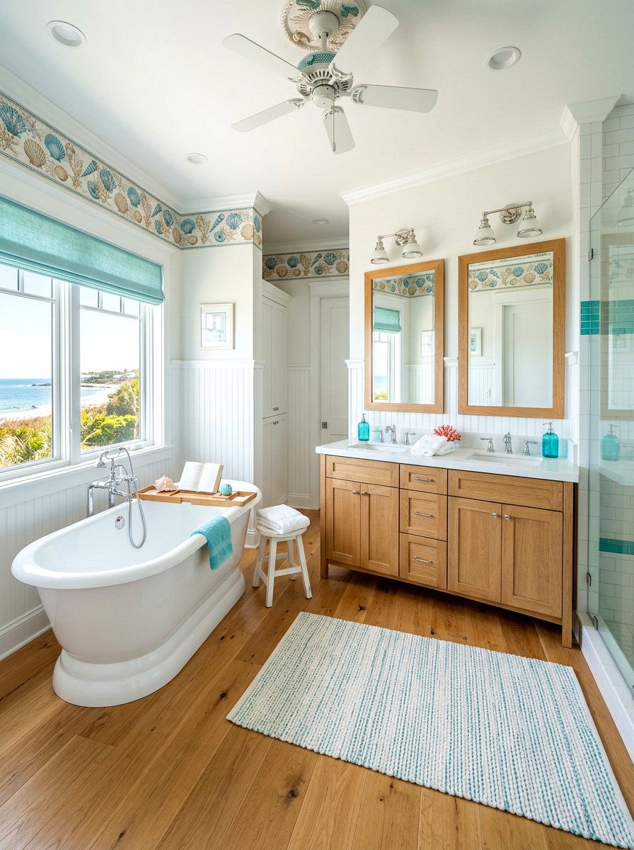 Bathroom Coastal Shell Border - 30 wallpaper border ideas
