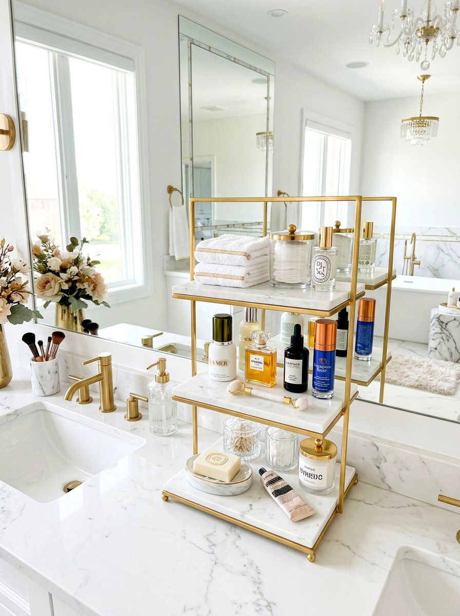 Bathroom Counter Tiered Tray - 30 apartment organization reset ideas