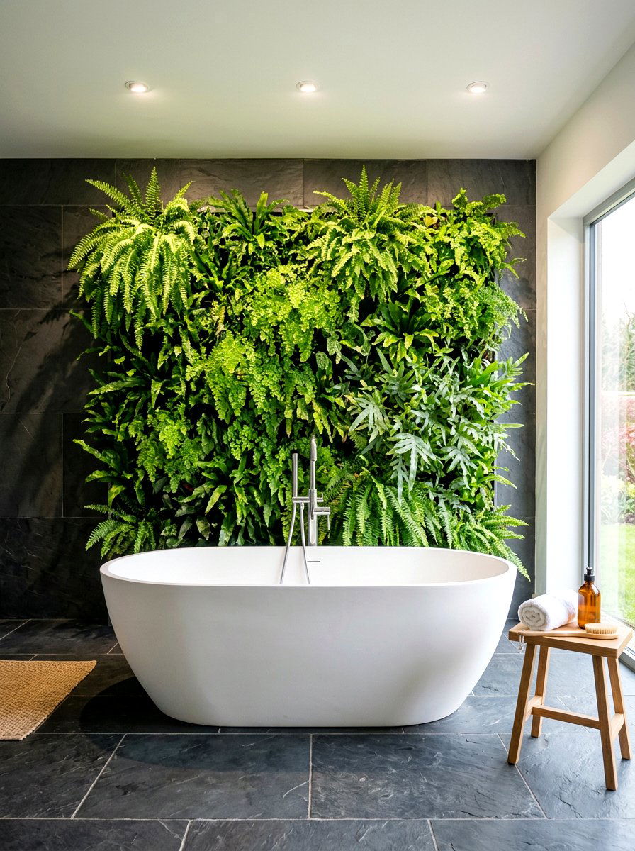 Bathroom Fern Wall - 30 living wall ideas
