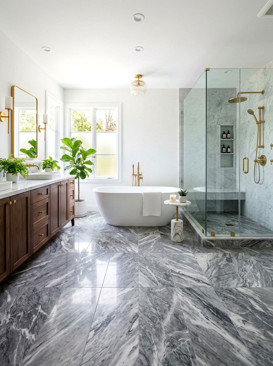 Bathroom Floor Tile - 30 peel and stick tile ideas