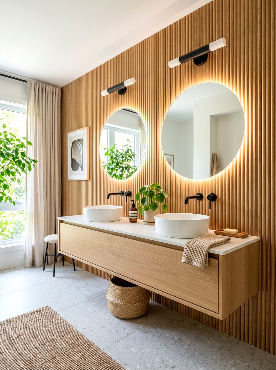 Bathroom Fluted Vanity Wall - 30 fluted wood wall ideas