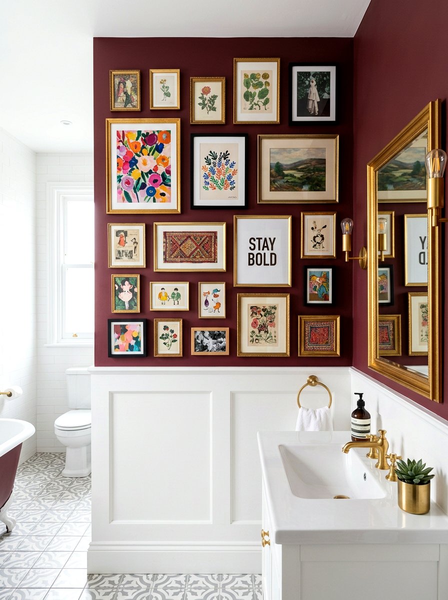 Bathroom Gallery Wall - 30 maximalist bathroom ideas