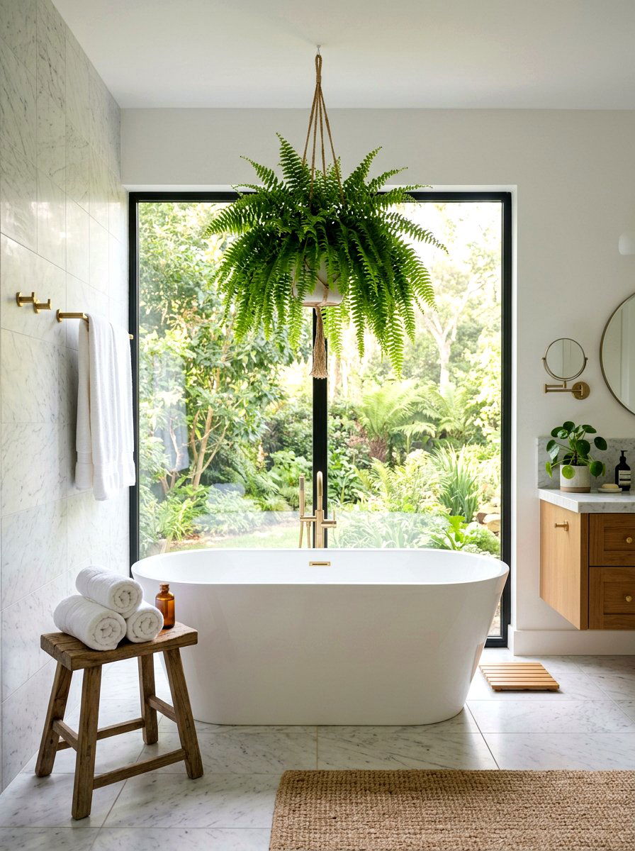Bathroom Hanging Fern - 30 hanging fern indoor ideas