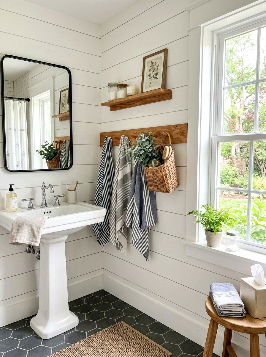 Bathroom Peg Rail - 30 bathroom organization ideas