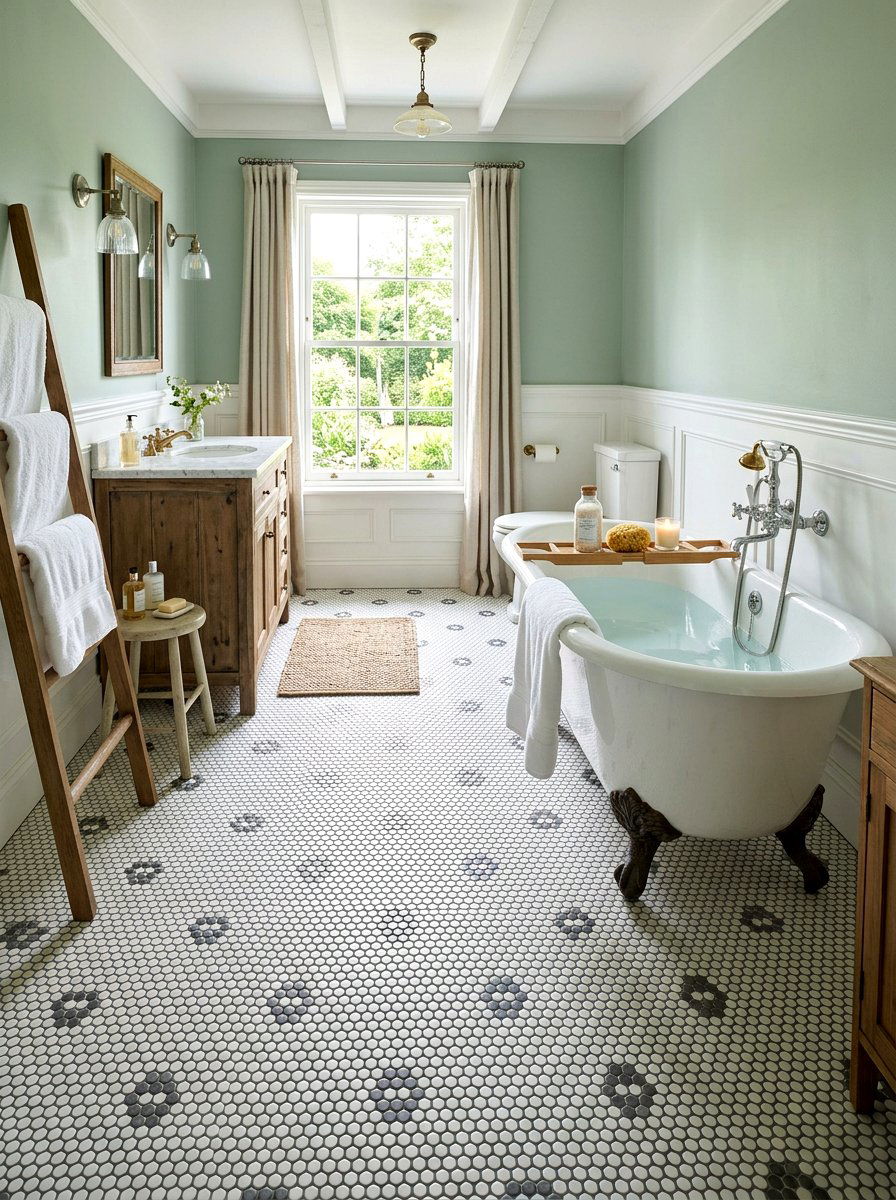 Bathroom Penny Tile - 30 small cottage bathroom ideas